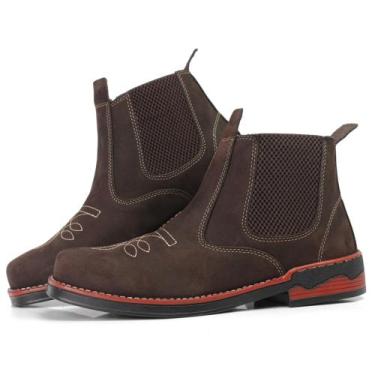 Imagem de botina masculina country mateira de couro nobuck cor café - Pizzolev, 