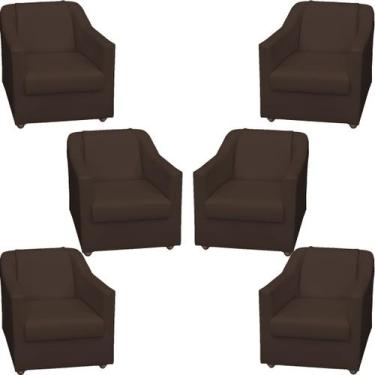 Imagem de Kit 6 Poltronas Decorativa Para Sala Recepção Manicure Barbearia Escri