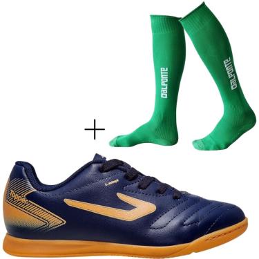 Imagem de Kit Chuteira Futsal Topper Cup VII+ Meião De Futebol Dalponte Profissional