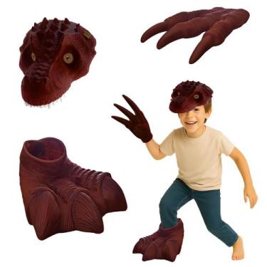 Imagem de Kit Fantasia Dino T-Rex Garra Pata Mascara Vinil Atoxico - Bee Toys