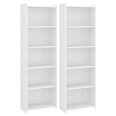 Imagem de Kit 2 Estantes Para Livros Multiuso Com 5 Prateleiras Menu Móveis Branco