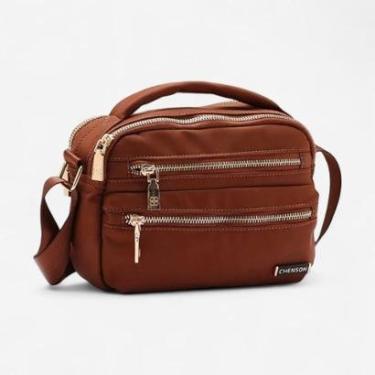 Imagem de Bolsa Feminina Chenson Original Twill Nylon Transversal Café-Feminino