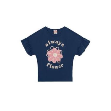 Imagem de Blusa infantil menina de flor com glitter Brandili Azul-Feminino