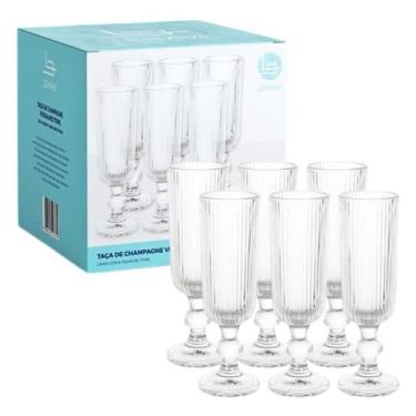 Imagem de Jogo 6 Taças de Champagne 170ml Vidro Transparente Vertical Copo Versa