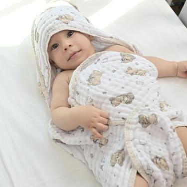Imagem de Toalha Soft para Bebê 70 cm x 90 cm Pixuxu, Urso Soninho Bege