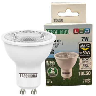 Imagem de Kit 5 Lampada Led Dicroica MR16 TDL50 GU10 7W Branco Frio 6500K - TASC