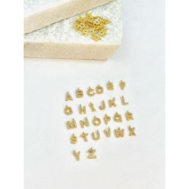 Imagem de Pingente Letra Cravejada em Ouro - 01 Unidade - no-brand, Dourado