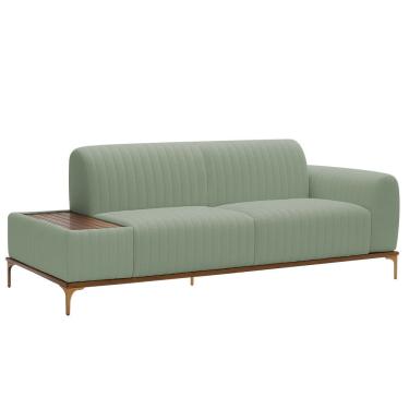 Imagem de Sofá Molino 3 Lugares 210cm C/mesa Auxiliar Direito Pés Ouro.f Bouclé Verde Claro - Nex...