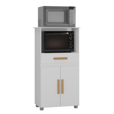 Imagem de Balcão de Cozinha Armario Multiuso Havana New 2 Portas 1 Gaveta MDP 68CM Branco
