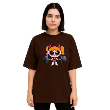 Imagem de Camiseta Oversized Feminina Algodão Treino Academia Estampada-Feminino