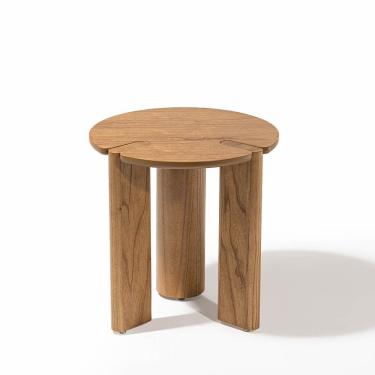 Imagem de Mesa Lateral Tetris Redondo Madeira Maciça MDF 50CM 60CM Preto para Sala de Estar Moderna