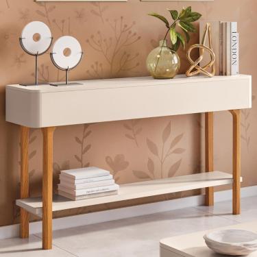 Imagem de Aparador Sala De Estar 136cm Com Prateleira Janis Off White H01 - Mpozenato