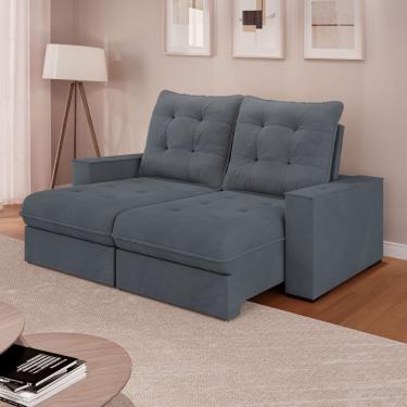 Imagem de Sofá Retrátil Reclinável 3 Lugares Roma 2,00m Veludo Cinza