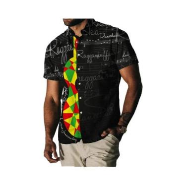 Imagem de Camisa Havaiana Vintage Masculina Verão 2023 Manga Curta Estampa Listr