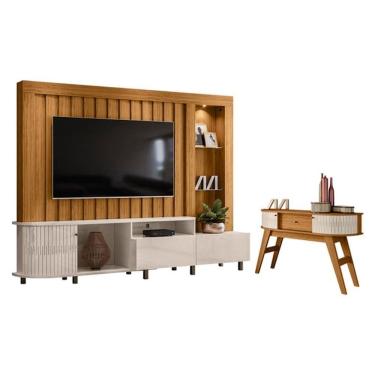 Imagem de Estante Home Theater Le Mans com Aparador Estoril Naturale Off White – Madetec