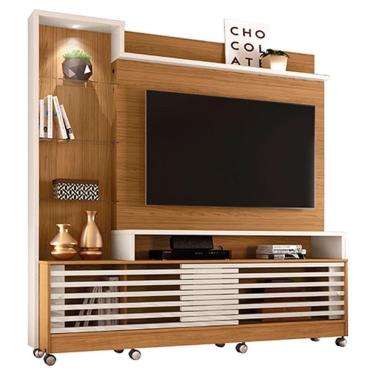 Imagem de Estante Home Theater Frizz Prime com Rodízios Naturale Off White – Madetec