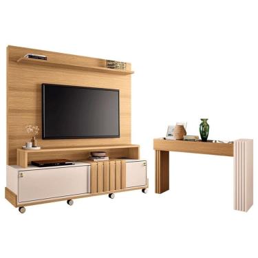 Imagem de Estante Home Theater Bold e Aparador Astro com Espelho Freijó Off White – HB Móveis
