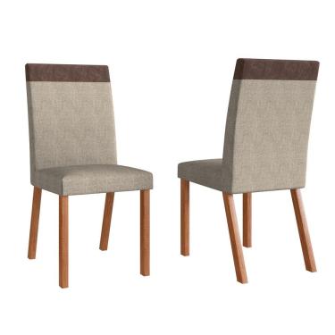Imagem de Conjunto 2 Cadeiras Estofadas Linho Madeira Macica Alice Moveis Zamarchi