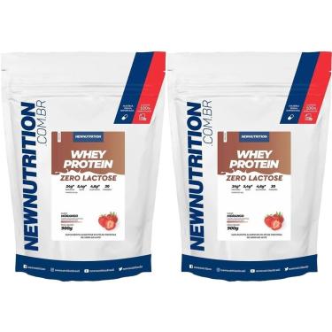 Imagem de Kit 2X Whey Protein Zero Lactose - 900g Refil Morango - NewNutrition-Masculino