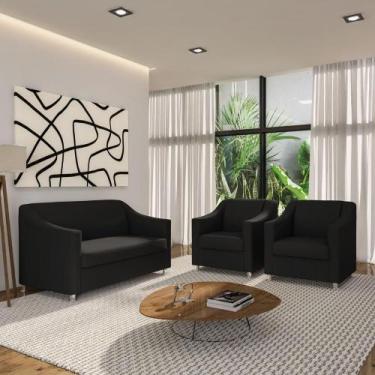 Imagem de Kit Sofá 2 Lugares Namoradeira Com 2 Poltronas De Barbearia - Móveis M