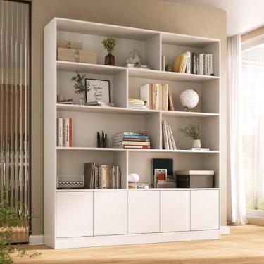 Imagem de Estante de Livros 100% MDF 154,6cmx180,5cm 5 Portas 8 Nichos Versatile