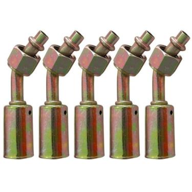 Imagem de Kit 5 Conexões Ar Cond 45 Graus Oring Fêmea 6mm Aço Com Clip - TUNDRA 