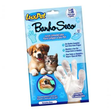 Imagem de Luva de Banho a Seco para Higiene de Pets Luxcar Luxpet para Cães e Gatos Descartável Unidade