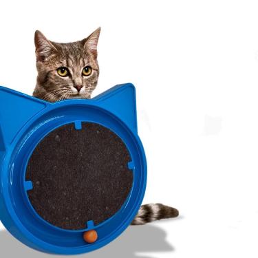 Imagem de Arranhador para Gatos com Bolinha Interativa Furacão Pet Super Cat Relax Pop Azul em Polipropileno e Poliéster 41cm