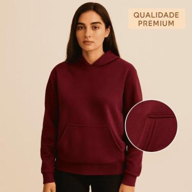 Imagem de Moletom Canguru Feminino Grosso Peluciado Para Frio - TrajanoStore, Bo