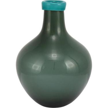Imagem de Garrafa Cyan Home&Co 29x20x20cm Vidro Verde Enfeite Decoração para Sal