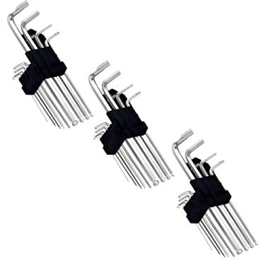 Imagem de 3 Jogo De Chave Hexagonal Torx Longa Ponta Dupla Aço 9 Peças