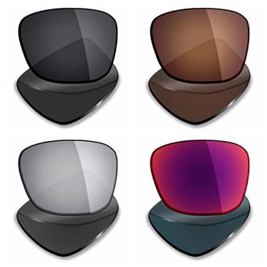 Imagem de 4 pares de lentes polarizadas de substituição Mryok para óculos de sol Spy Optic Discord – Preto Stealth Preto/Bronze Marrom/Prata Titânio/Sol Meia-Noite