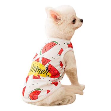 Imagem de Roupa de animal de estimação cachorro gato camiseta para cães estampa de melancia fofa respirável roupas de primavera verão para gatos e pequenos cães médios grandes