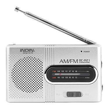 Imagem de Luqeeg Rádio AM/FM Portátil - Mini Rádio com Antena Telescópica e Conector de Fone de Ouvido, Alto-falante Estéreo, Prata