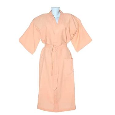 Imagem de Roupão de Banho Briza Piquê Adulto 100% Algodão Manga Curta Salmão Tam G (5008)