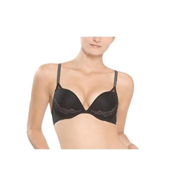 Imagem de Natori Sutiã push-up feminino de decote profundo e sedução transparente, Preto/cinza, 32DD