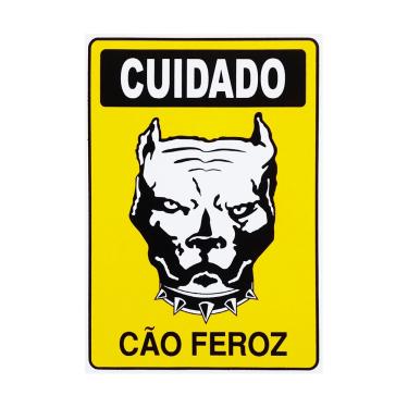 Imagem de Placa De Sinalização Cuidado Cão Feroz 20x30 Acesso - P-6/3 F9e