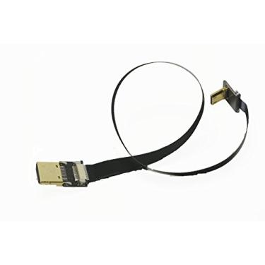 Imagem de Cabo FFC HDMI fino fino FFC 20 cm FPV FFC Cabo HDMI plano Mini HDMI macho 90 graus inclinado para HDMI padrão macho para Canon 5D3 5D2 Panasonic Lumix GH3 GH2 Sony Nex 5N 5T 5R 7N DJI preto