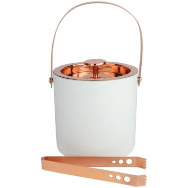 Imagem de Balde para Gelo Fracalanza Drink Station em Aço Inox Branco/Cobre - 1,8 L