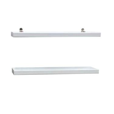 Imagem de Kit 2 PRATELEIRAS de Decoração em MDF + com Suporte Resistente Incluso - BRANCO - para quarto, cozinha, escritório, sala