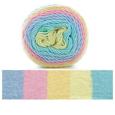 Imagem de Cicilin 4 peças de fio de crochê de 100 g, fio de mistura de algodão confortável, fio de tricô multicolorido, fio de tricô à mão, fio de crochê (cor 29)