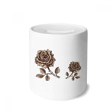 Imagem de DIYthinker Porta-moedas de cerâmica com flor marrom rosa envelhecida