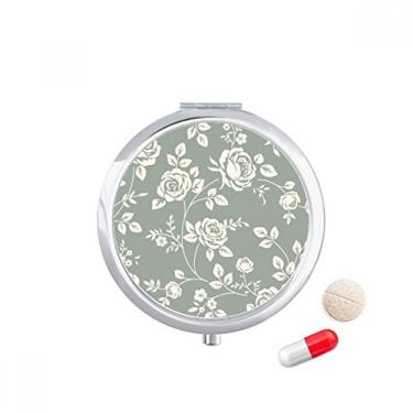 Imagem de Caixa de comprimidos com ilustração de plantas de rosas e folhas, caixa de armazenamento de medicamentos