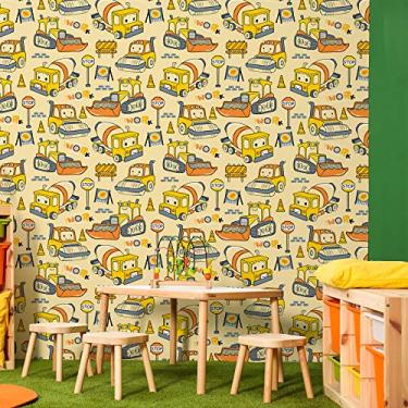 Imagem de Papel de Parede Caminhão e Trator Construção 57x270cm