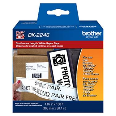 Imagem de Papel de etiqueta Brother Genuine DK-2246 para impressoras de etiqueta Brother QL - comprimento contínuo preto em etiquetas de papel branco, 10,07" x 100" (103 mm x 30,4 m)