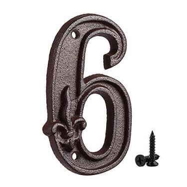 Imagem de Placa de porta de ferro fundido com número de placa flutuante 3D de 12,7 cm, placa borboleta de 0 a 9 para endereço residencial ao ar livre, bronze envelhecido digital com parafusos de combinação marrom rústico incluídos, antiferrugem exclusivo