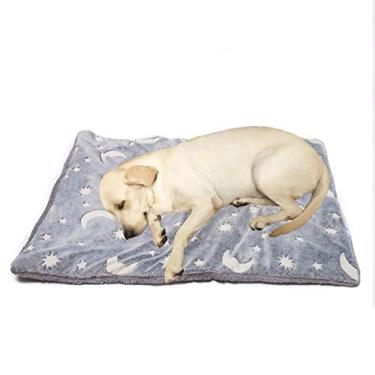 Imagem de SEIS Tapete reflexivo para animais de estimação quente inverno almofada de dormir flanela gato cama estrela design lua para cães pequenos, médios grandes (G)