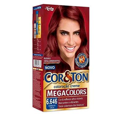 Imagem de Kit Tintura Mega Colors Cor&Ton 6.646 Vermelho Cereja 180 g, Niely