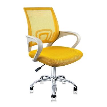 Imagem de Cadeira de Escritório Secretária Base Cromada com Rodinha Fortt Lisboa Amarela - CSF02-AM