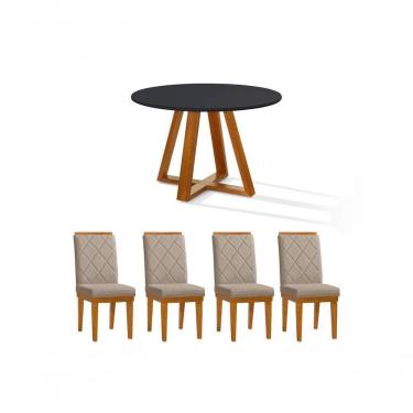 Imagem de Mesa De Jantar Bela Redonda Tampo Vidro/mdf 105cm Luxo